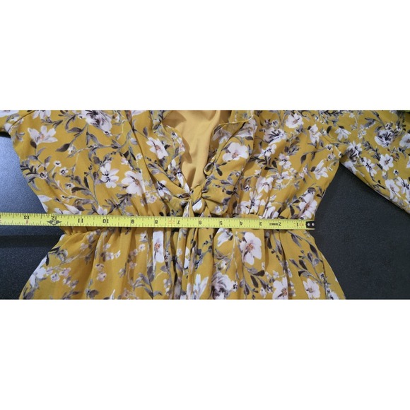 NEW SHOW ME YOUR MUMU ADDY TIE DRESS FLIRTIN FLORAL Yellow Boho Festival Sun M - Picture 7 of 10